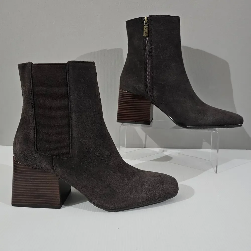 Blondo Scarlette Ankle Boot Womens 11 Brown Suede Waterproof Block Heel NEW
